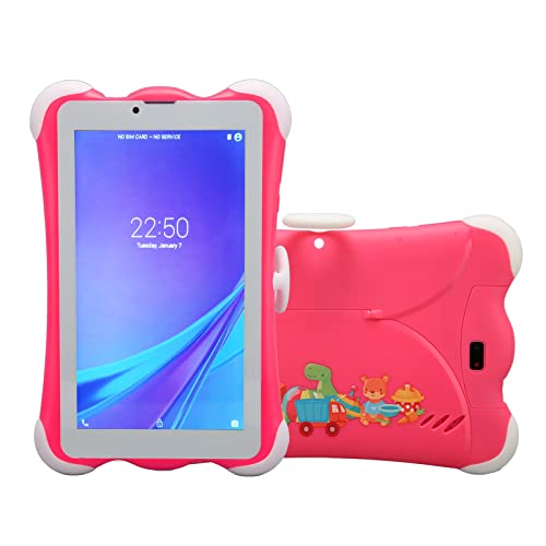 soobu Kids Tablet, 6000mAh Rechargeable Battery 128GB Expandable Storage Toddler Tablet 100‑240V Dual SIM Dual Standby 7 Inch 1280x800 for Play (US Plug)