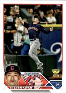 2023 topps #116 steven kwan cleveland guardians baseball official trading card of the mlb