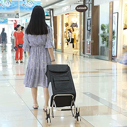 Shopping Trolley on Wheels Multi Function Shopping Cart Fashion Folding Portable Luggage Small Trailer Labor-Saving Large Capacity Stainless Steel Rod Storage Hand Trucks,B ,