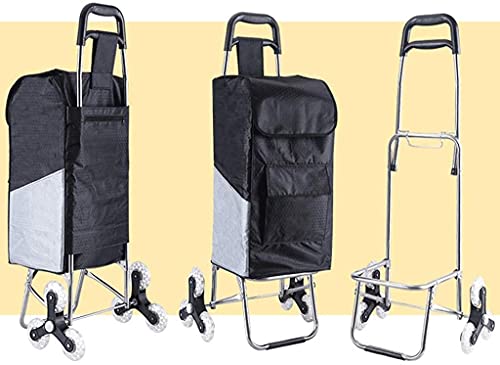 Shopping Trolley on Wheels Multi Function Shopping Cart Fashion Folding Portable Luggage Small Trailer Labor-Saving Large Capacity Stainless Steel Rod Storage Hand Trucks,B ,