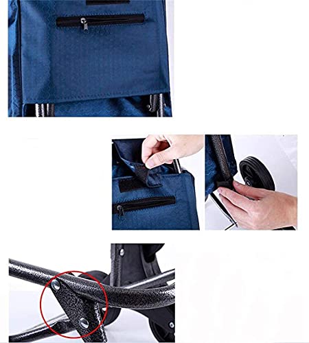 Shopping Trolley on Wheels Multi Function Shopping Cart Small Cart Collapsible Two Rounds Trolley Lever Car Small Trailer Luggage Cart Contains Cloth Bag Storage Hand Trucks,#3 ,