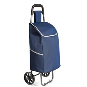 Shopping Trolley on Wheels Multi Function Shopping Cart Travel Elderly Collapsible Portable Cart Luggage Cart Lever Car Trolley Storage Hand Trucks,Navy Blue ,