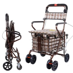 Shopping Trolley on Wheels Portable Folding Elderly s, Foldable Shopping Cart, Large Capacity, in Grey, for Young and Old