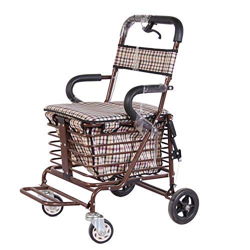 Shopping Trolley on Wheels Portable Folding Elderly s, Foldable Shopping Cart, Large Capacity, in Grey, for Young and Old