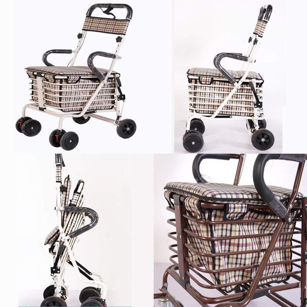 Shopping Trolley on Wheels Portable Folding Elderly s, Foldable Shopping Cart, Large Capacity, in Grey, for Young and Old