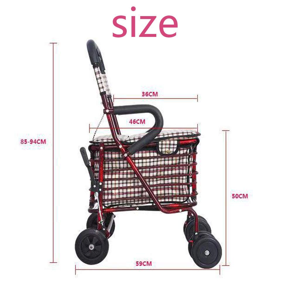 Shopping Trolley on Wheels Portable Folding Elderly s, Foldable Shopping Cart, Large Capacity, in Grey, for Young and Old