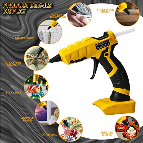 2AH Battery Cordless Hot Glue Gun for Dewalt, Suitable for Dewalt 18V Max Lithium-ion Battery, for Arts & DIY & Repairs, 30s Quick Preheat Hot Melt Glue Gun with 30 Pcs Glue Sticks(7 * 150mm)