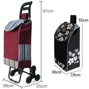 Shopping Trolley on Wheels Multi Function Shopping Cart Travel Climb Stairs Collapsible Portable Iron Art Supermarket Push Trailer Lever Cart Storage Hand Trucks,Diamond Red ,Shopping TRO