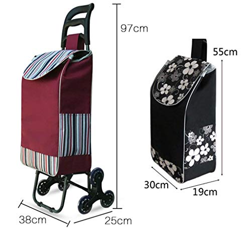 Shopping Trolley on Wheels Multi Function Shopping Cart Travel Climb Stairs Collapsible Portable Iron Art Supermarket Push Trailer Lever Cart Storage Hand Trucks,Diamond Red ,Shopping TRO