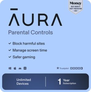 aura premium online safety | parental controls by circle, antivirus, vpn | content blocking, filtering, screen time limits | android, ios, mobile, tablet | 1 yr prepaid subscription [online code]