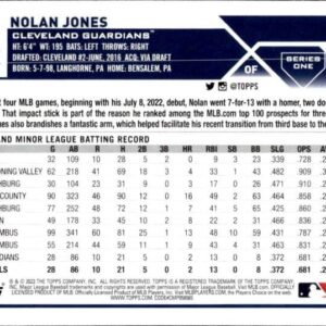 2023 Topps #129 Nolan Jones Cleveland Guardians (RC - Rookie Card) NM-MT MLB Baseball