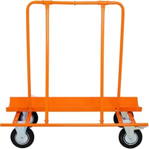 heavy duty panel dolly cart with 4 swivel wheels, dolly 1800lbs load capacity handling sheetrock, casters with brake, rolling dolly（orange）