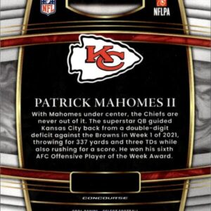 2021 PANINI SELECT #2 PATRICK MAHOMES II CONCOURSE KANSAS CITY CHIEFS FOOTBALL OFFICIAL TRADING CARD OF THE NFL
