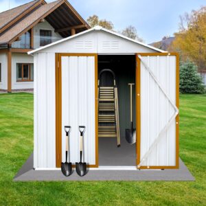 morhome outdoor storage shed, 6 x 4 ft outside sheds & outdoor storage,metal garden shed anti-corrosion storage house with single lockable door for backyard outdoor patio