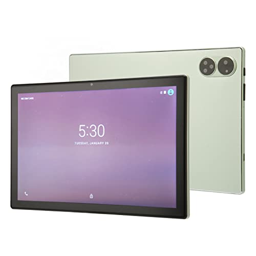 Naroote 10 Inch Tablet, 6G 256G 4G Call Tablet Green for Travel (US Plug)