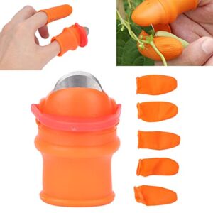 Ozgkee Multifunctional Garden Thumb Knife Fruits Vegetables Picking Silicone Thumb Knife(Large Thumb Knife + 5 Rubber Sleeves)