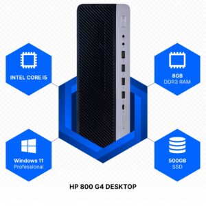 HP EliteDesk 800G4 Desktop Computer | Hexa Core Intel i5 (3.2) | 8GB DDR4 RAM | 500GB SSD Solid State | Windows 11 Professional | 22in LCD Monitor | Perfect Family Computer (Renewed)