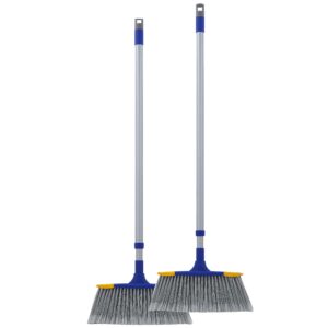 slim angle broom with extendable handle 53" long, durable collapsible broom for home, kitchen, rv, travel (blue, 2)