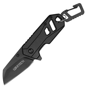 buckshot knives 5" overall small size stainless handle spring assisted folding pocket knife with keychain (pwt419bk)