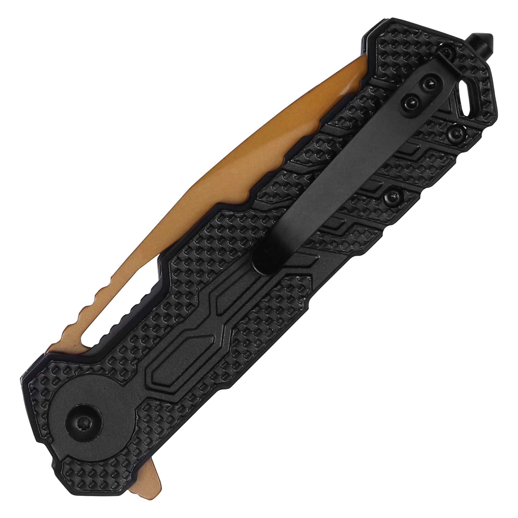 Buckshot Knives 8" Overall Two Tone Aluminum Handle Spring Assisted Folding Pocket Knife (Orange)