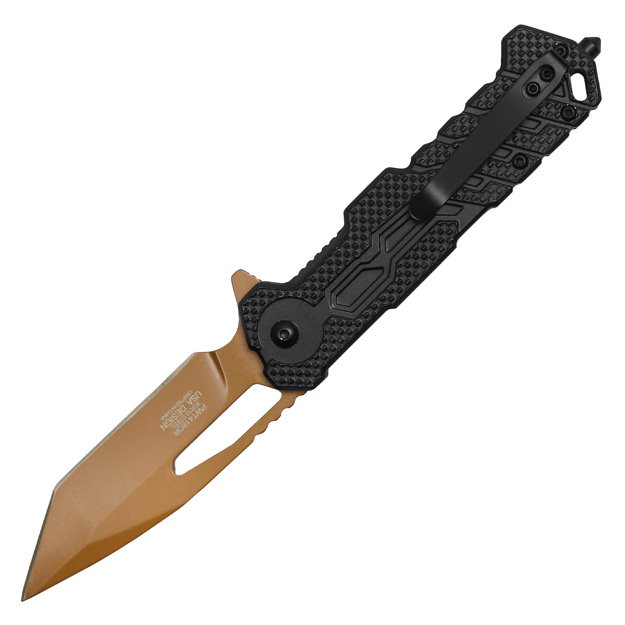 Buckshot Knives 8" Overall Two Tone Aluminum Handle Spring Assisted Folding Pocket Knife (Orange)
