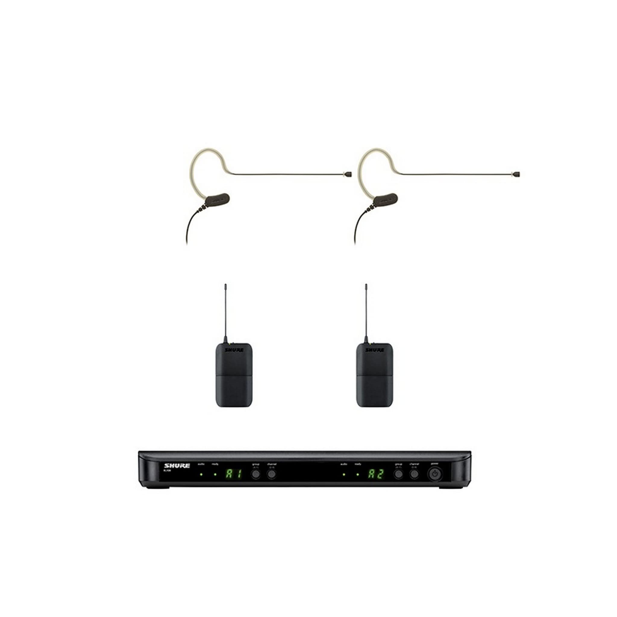 Shure BLX188/MX153 Omnidirectional Earset Wireless Microphone System, Black, H9 512-542 MHz