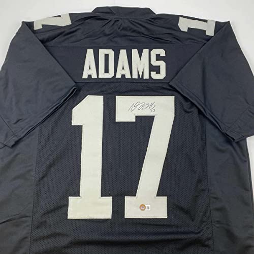 Autographed/Signed Davante Adams Las Vegas Oakland Black Football Jersey Beckett BAS COA #2