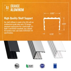 Scalloped Shelf Stiffener by Orange Aluminum, Rack, Cabinet, and Shelf Bracket, 48 Inches, for 3/4" Materials, Clear Anodized