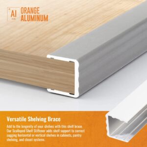 Scalloped Shelf Stiffener by Orange Aluminum, Rack, Cabinet, and Shelf Bracket, 48 Inches, for 3/4" Materials, Clear Anodized