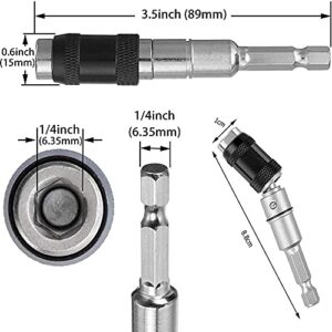2 Pack Magnetic Swiveling Bit Tip Holder, 1/4" Pivot Drill Bit Holder Quick Release Flexible Screwdriver Bit Holder for Tight Spaces or Corners (Black)