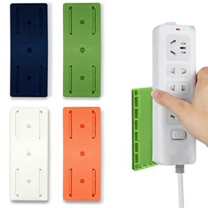4pcs self adhesive power strip holder, adhesive punch free desktop socket fixer wall mounte, plug-in socket fixer bracket stand for kitchen home office cable management