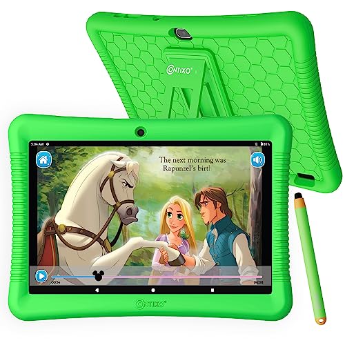 Contixo Kids Tablet, K102 10 Inch Tablet for Kids and Smart Watch Bundle, 2GB 32 GB Toddler Tablet with Bluetooth, with Smart Watch That Touch Screen, Camera, Video and Audio Recording - Green