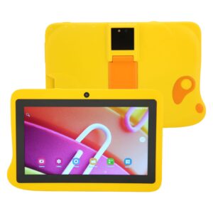 7 inch tablet for kids study, 2gb ram and 32gb rom octa core cpu, 1280x800 lcd screen, 5g wifi dual band, 5000mah battery, hd tablet with protective case for android 10(yellow)