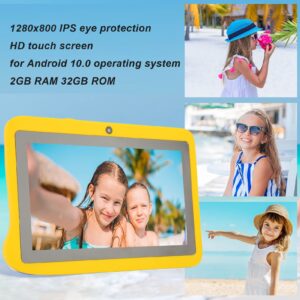 7 Inch Tablet for Kids Study, 2GB RAM and 32GB ROM Octa Core CPU, 1280X800 LCD Screen, 5G WiFi Dual Band, 5000mAh Battery, HD Tablet with Protective Case for Android 10(Yellow)