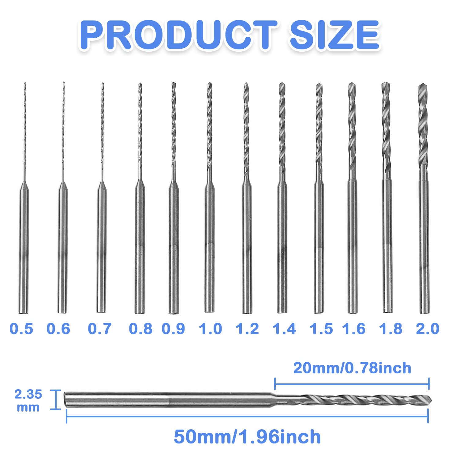 Mini Twist Drill Bits Set - 10Pcs 0.6mm-2.2mm Micro Wood Drill Bit 2.35 Shank Titanium Coated HSS Engraving Drill Bits Hole Drilling Tool for DIY Resin, Beads, Jewelry (12)