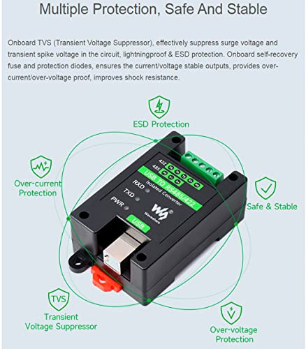 USB to RS485/422 Converter Onboard FT232RL and SP485EEN Chip, Industrial Isolated Adapter with Multiple Protection, Up To 1.2km Transmit Distance Linux, Android, WinCE, Win11/10/8.1/8/7/XP, Etc