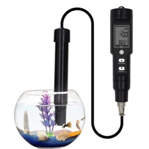 zooke dissolved oxygen meter, professional digital do meter temperature meter portable with electrode filling fluid & temperature compensation for freshwater, seawater, laboratory (with backlit)