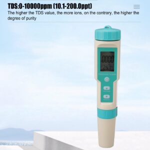 Zooke Water Quality Tester, Professional 7 in 1 ORP PH TDS Temp EC Salinity SG High Accuracy Waterproof Digital Water Quality Meter with Powder for Drinking Water, Aquariums and More