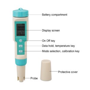 Zooke Water Quality Tester, Professional 7 in 1 ORP PH TDS Temp EC Salinity SG High Accuracy Waterproof Digital Water Quality Meter with Powder for Drinking Water, Aquariums and More