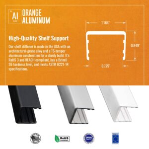 Smooth-Face Shelf Stiffener by Orange Aluminum, Rack, Cabinet, and Shelf Bracket, 48 Inches, for 1" Materials, White Powder Coat