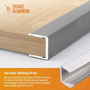 Smooth-Face Shelf Stiffener by Orange Aluminum, Rack, Cabinet, and Shelf Bracket, 48 Inches, for 1" Materials, Clear Anodized