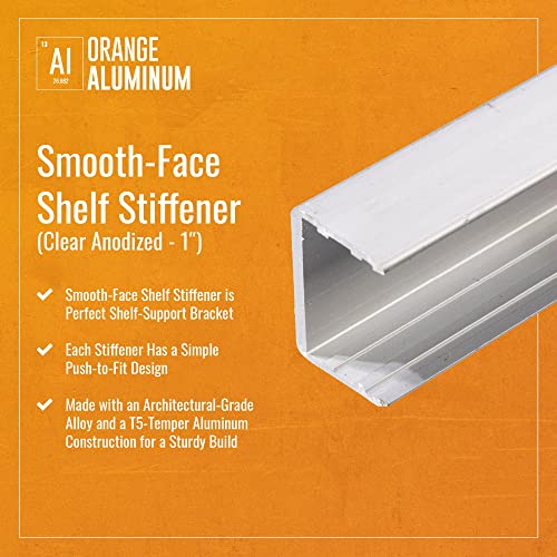 Smooth-Face Shelf Stiffener by Orange Aluminum, Rack, Cabinet, and Shelf Bracket, 48 Inches, for 1" Materials, Clear Anodized