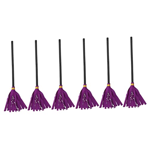 TENDYCOCO 6 Pcs Witch Broom Halloween Wizard Toy Broom Toy Makeup Decor Halloween Cosplay Prop Witches Prop Wizard Broom Role Play Toys for Kids Clothing Plastic Child Accessories Purple