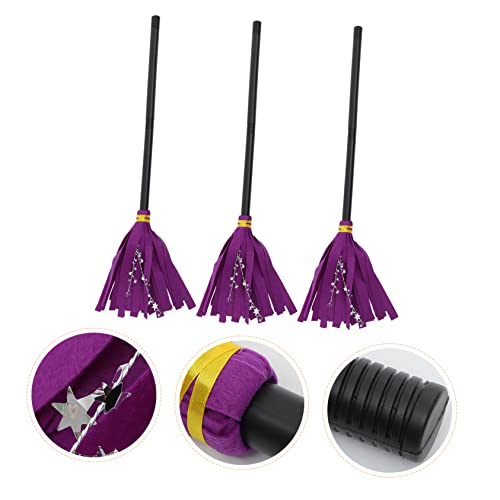 TENDYCOCO 6 Pcs Witch Broom Halloween Wizard Toy Broom Toy Makeup Decor Halloween Cosplay Prop Witches Prop Wizard Broom Role Play Toys for Kids Clothing Plastic Child Accessories Purple