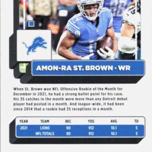 2022 DONRUSS #85 AMON-RA ST. BROWN DETROIT LIONS FOOTBALL OFFICIAL TRADING CARD OF THE NFL