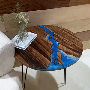 Round Coffee Table Pure Handmade Teak Wood Resin Furniture for Home Decor, Teak Resin Coffee Round Table, round kitchen table, for Home, Balcony, Office, Farmhouse and Living Room (CUSTOMIZED SIZE)