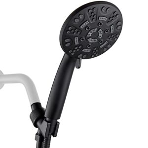 matte black 8 functions shower head with handheld, high pressure shower head set with hose adjustable bracket