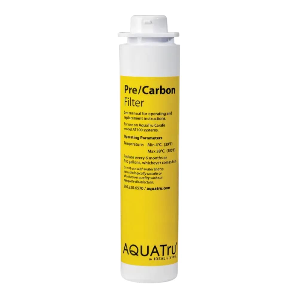 AquaTru Carafe AT100 2-Stage Pre/Carbon Filter | Reduces Sand, Silt, Sediment, Rust, and Particles | Activated Carbon Reduces Chlorine Taste and Odors