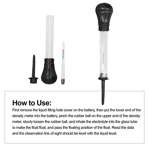 Emoshayoga Hydrometer, Clear Scale Easy Operation Hydrometers Tool 1.100-1.300 Range 2pcs Glass Portable for Battery