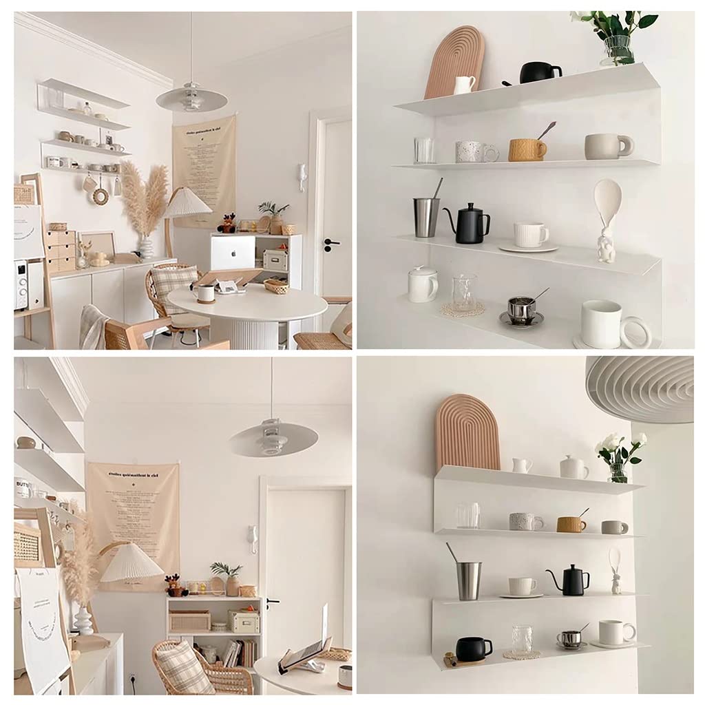 TAUODUYY Iron One-Piece Wall Shelf, Scandinavian Style Kitchen Wall Spice Storage Rack, Living Room Cup Holder, Bedroom Bookshelf, White ( Color : 1PCS , Size : 100X15X20CM )
